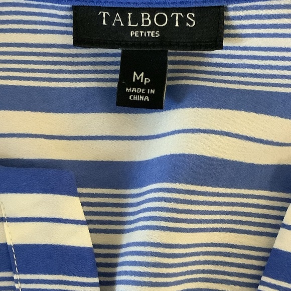 Talbots Blouse Blue and White Striped MP - Picture 4 of 11